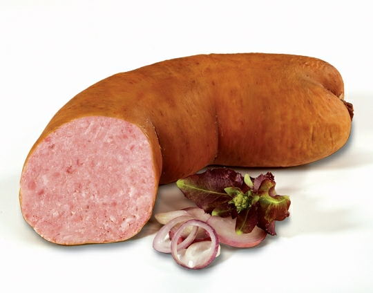 Bedford Bauernhof-Zwiebelmettwurst in Krausen gekocht und geräuchert, ca. 510g.