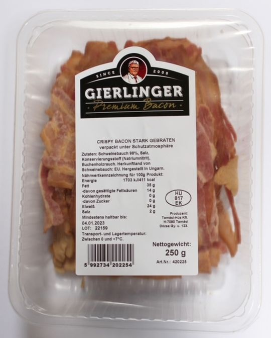 Crispy Bacon Scheiben gebraten, 250g. Frischepack